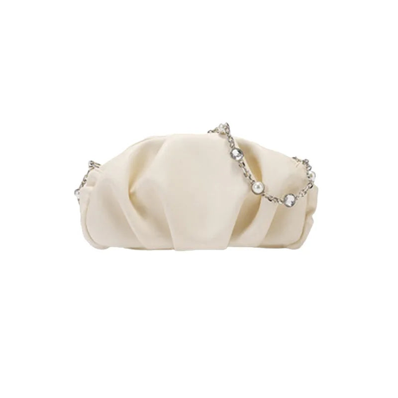 fashionable and high-end, niche design pleated underarm bag for women's Summer 2025 new leather crossbody cloud bag