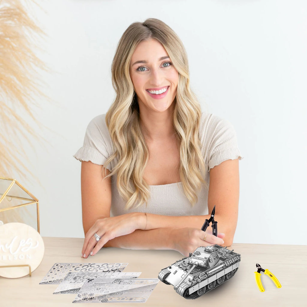 Piececool 3D Metal Puzzles 1:48 Panther D Tank Model Toys Assembling Jigsaw DIY Set for Adult
