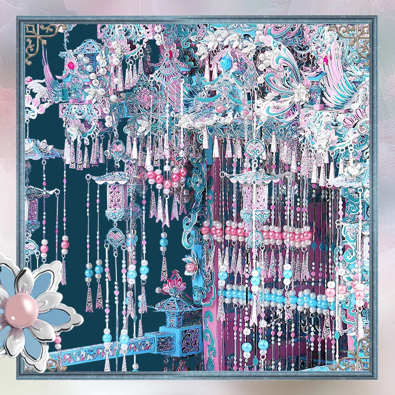 Piececool 3d Metal Puzzles Pearl-pink Bridal Sedan Chair 3D Metal Model Kits for Adult Brain Teaser Diy Crafts for Home Decor