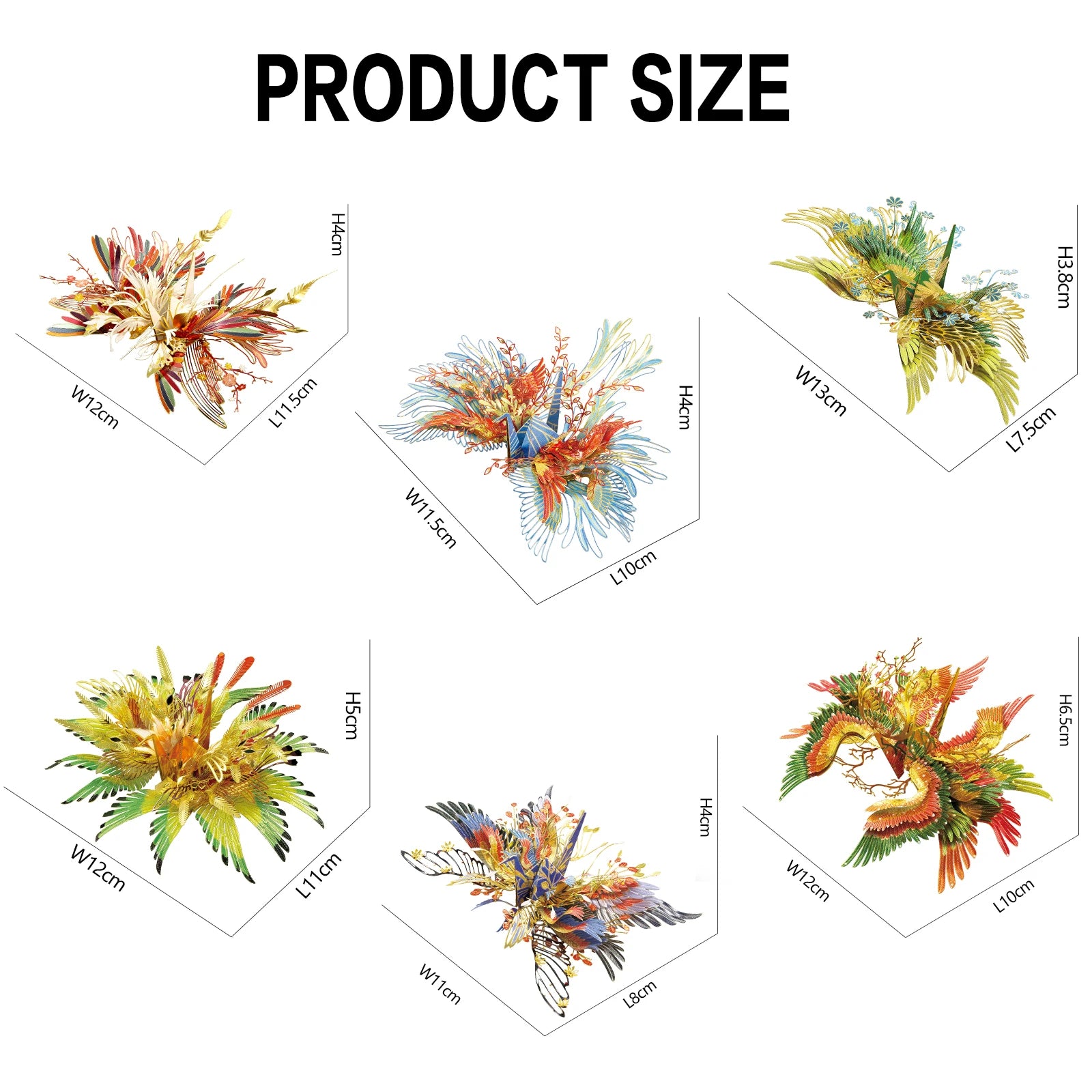 Piececool 6 Pcs/Set Puzzle 3D Thousand Wish Crane Series Metal Model Kits DIY Jigsaw Assembly Toy for Teens Brain Teaser