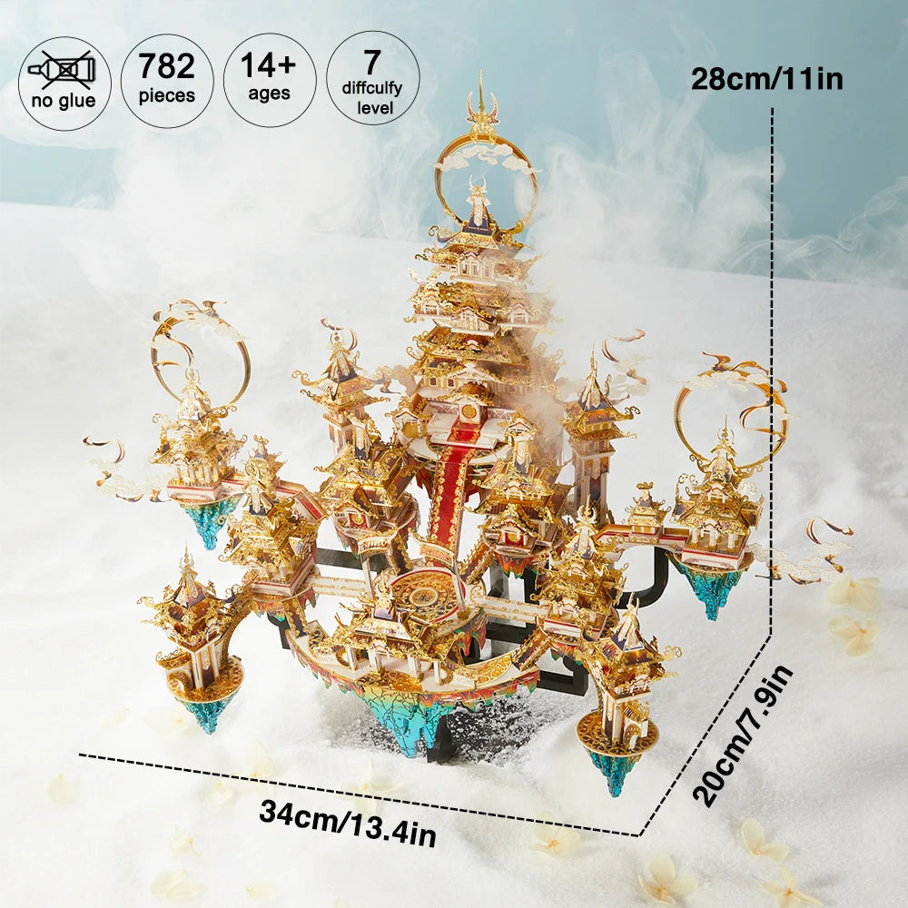 Piececool 3D Metal Puzzle Lingxiao Palace Assembly Model Kits for Adult Jigsaw DIY Set for Brain Teaser Home Decoration