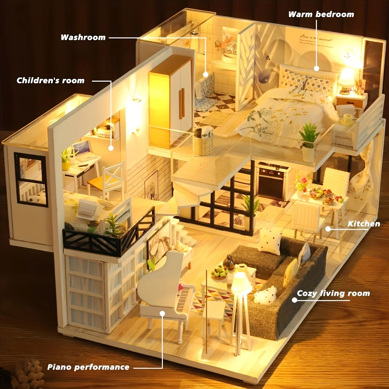 1pc,Diy Wooden Doll House,Assembly Model Kit,3d Puzzle, Birthday Christmas Gifts for teenagers and adults,Home Decor Micro Model