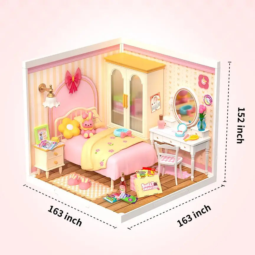 Robotime Rolife 3D Puzzle Model Super Store Series Lovely Pink Bedroom Plastic DIY Miniature House Kit Building Blocks Kits