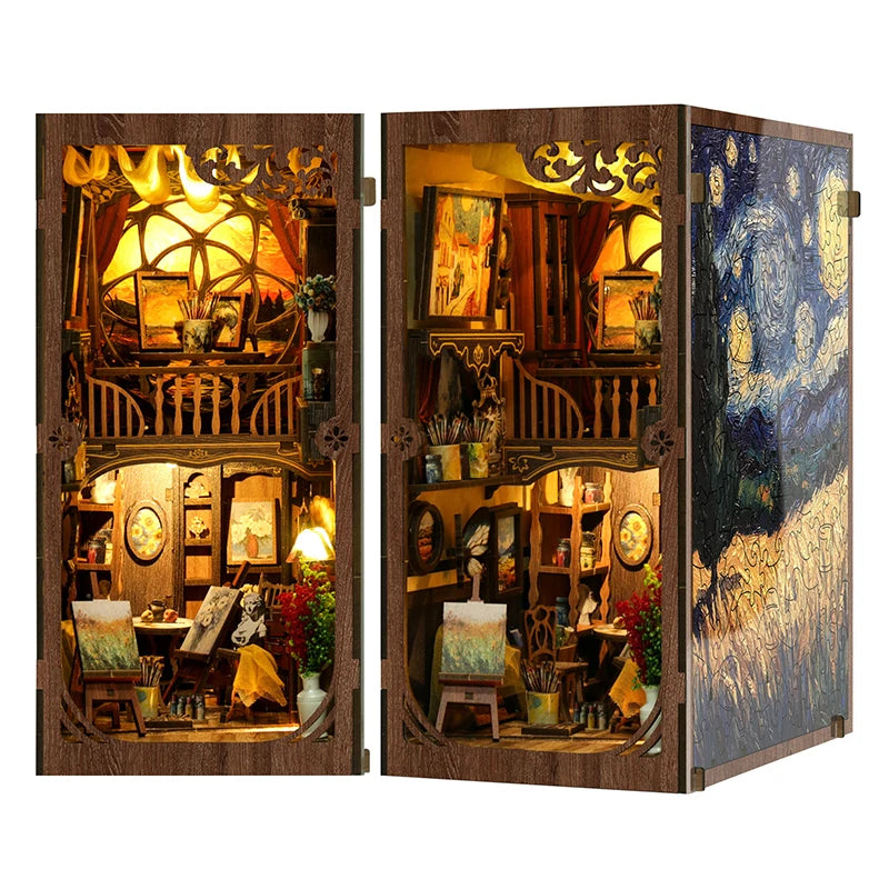 3D Wooden Diorama Book Nook - 'World in a Frame' DIY Puzzle Kit, Miniature House Model for Home Decor and Creative Gift