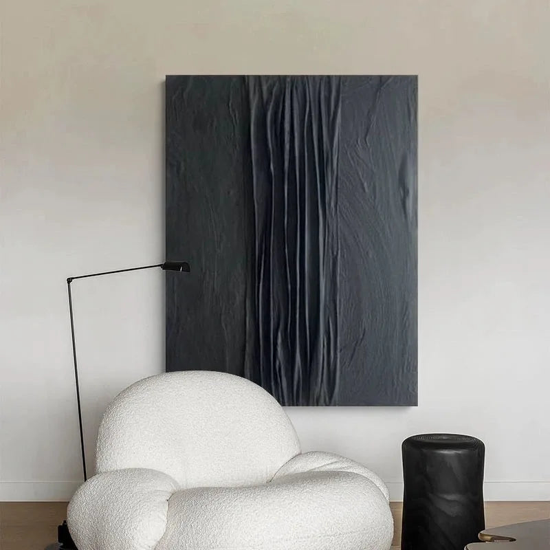 Handmade Modern Black Painting 3D Abstract Canvas Wall Art Oil Painting for Home Living Room Decor
