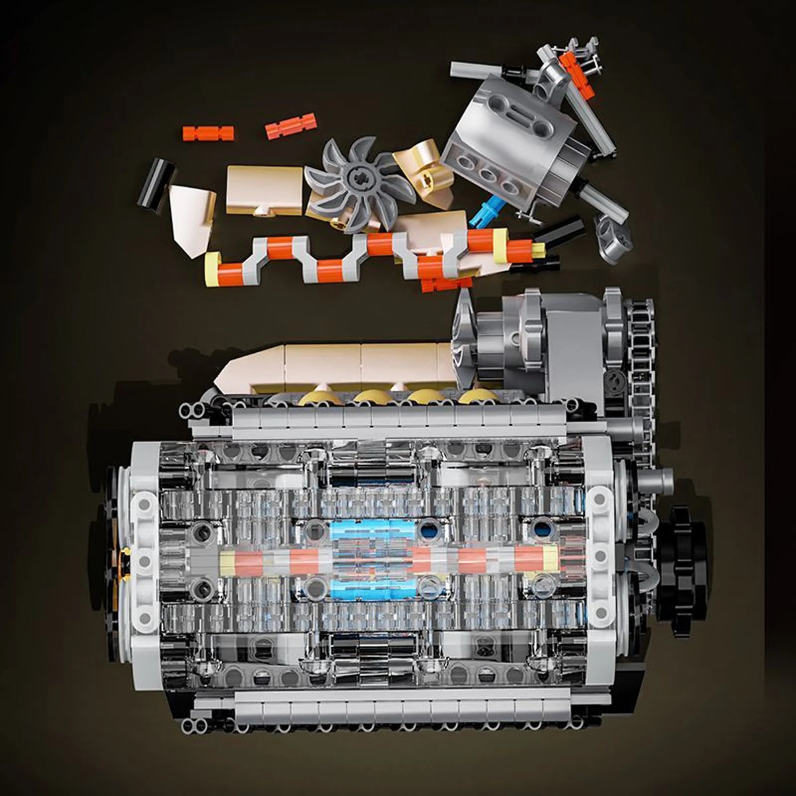 YC614 Inline 4 Cylinder Mechanical Engine Model Kit 853pcs Small Particle Assembly Blocks Working Piston Motor Educational Toy