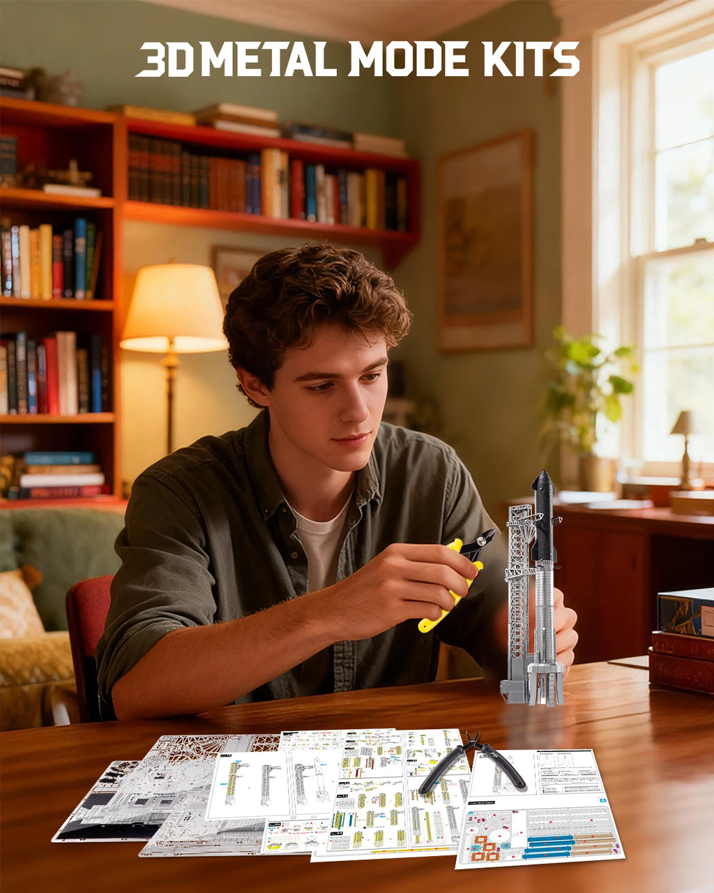 Piececool 3D Metal Model Kits Starship 3D Puzzles for Adult Brain Teaser Assembly DIY Set for Collection