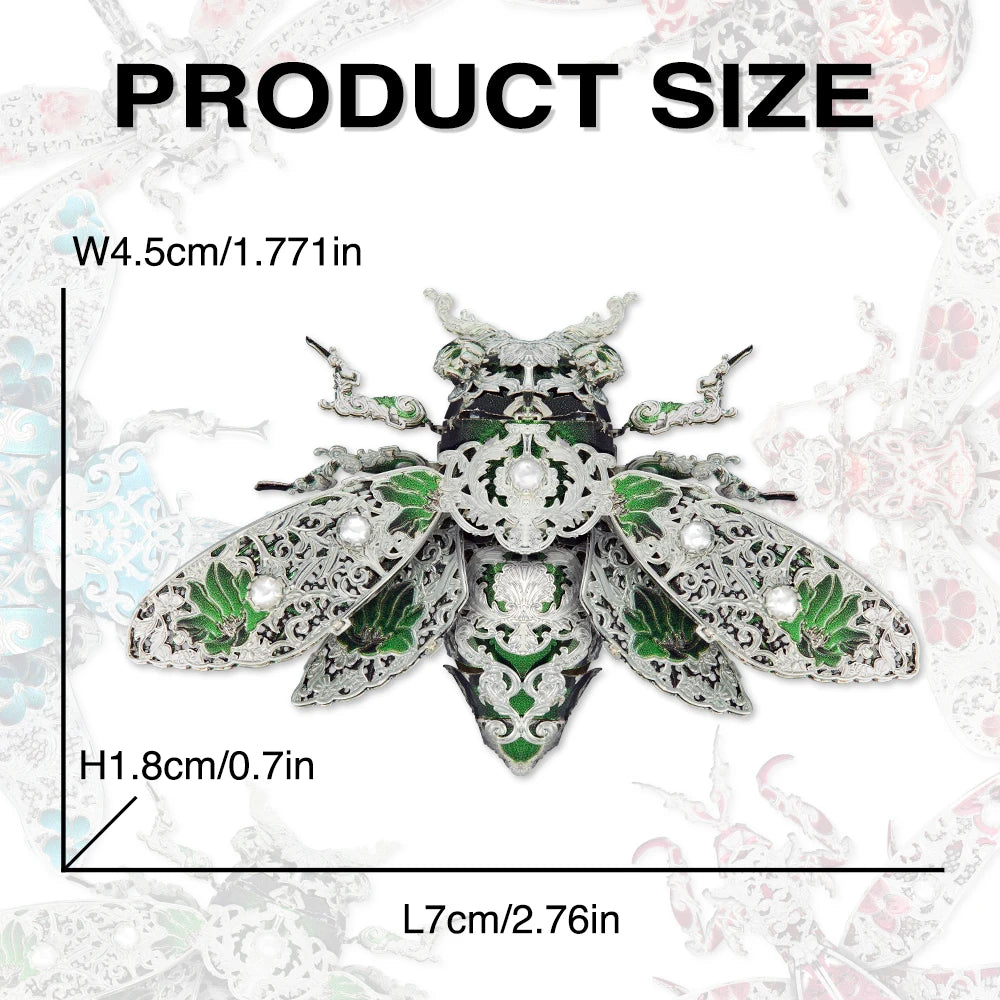 Piececool 3D Metal Puzzles Cicada Insect Model and Tools Set Assembly DIY Toys Jigsaw for Adult Brain Teaser Desk Decoration
