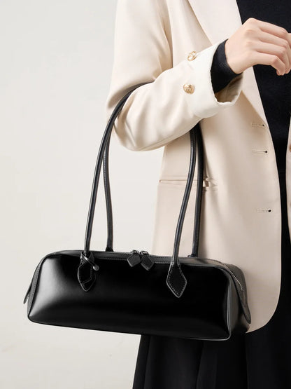 2025 New Genuine Leather Women's Shoulder Bag luxury Cowhide ladies handbag baguette bag female Commuter Shopping Underarm Bag