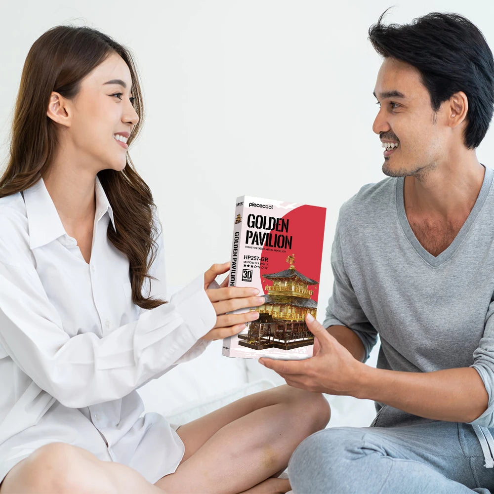 Piececool 3D Metal Puzzles Golden Pavilion Assembly Model Kits Famous Janpan Architecture Jigsaw Toy DIY Set Christmas Gifts