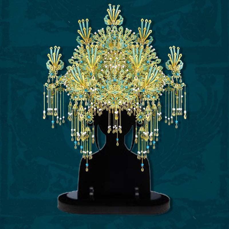 Piececool 3D Metal Puzzles Ninefold Azure Plume Coronet Assembly Metal Model Kits for Adult Brain Teaser DIY Crafts