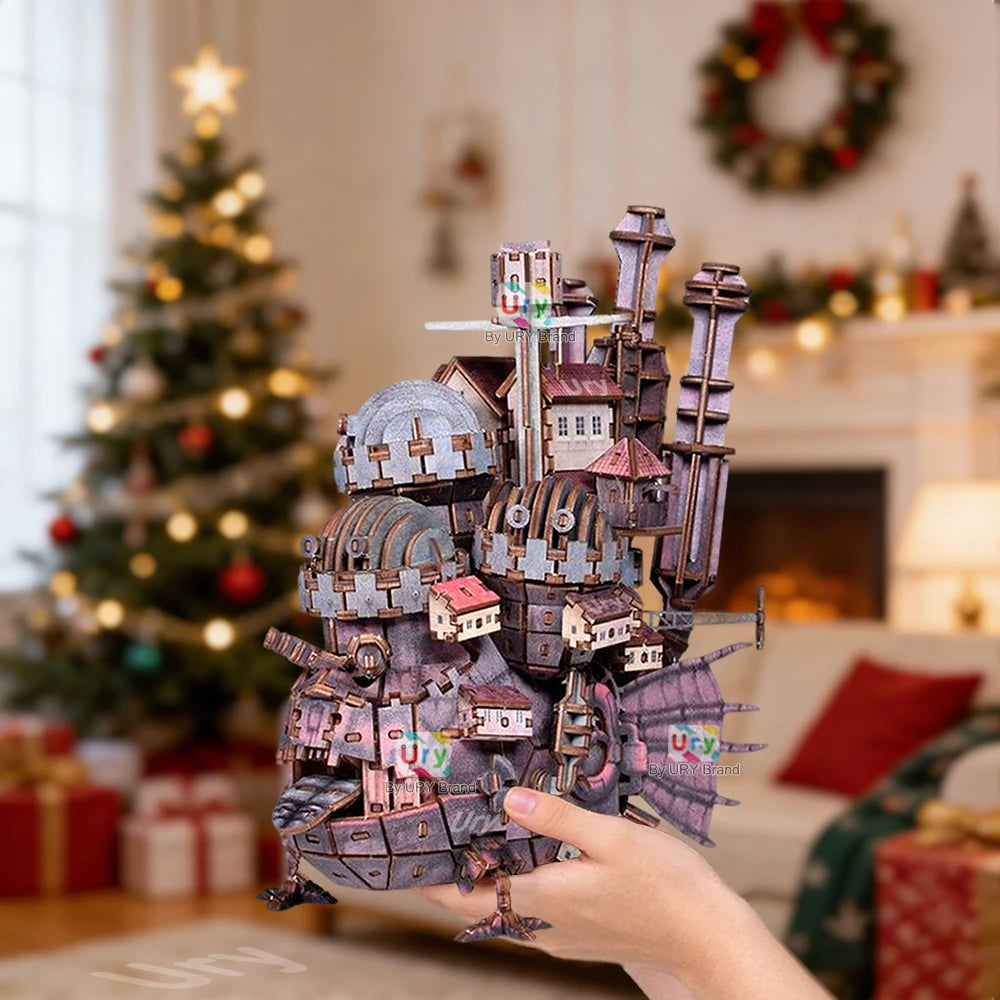 URY 3D Wooden Puzzle Creative Magic Steel Castle Theme Film Movie Series DIY Toy Home Decoration Model Kit Gifts for Adults