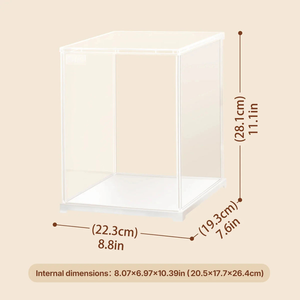 ROBOTIME Rolife Clear Display Case Portrait Size with Front Door Stackable Design Dust Proof Showcase for Miniature Houses
