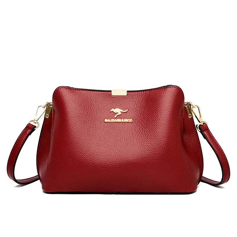 3 Layer Large Capacity Fashion Women's Shoulder Bag High Quality Soft Leather Female Handbag Luxury Designer Girl Crossbody Bags