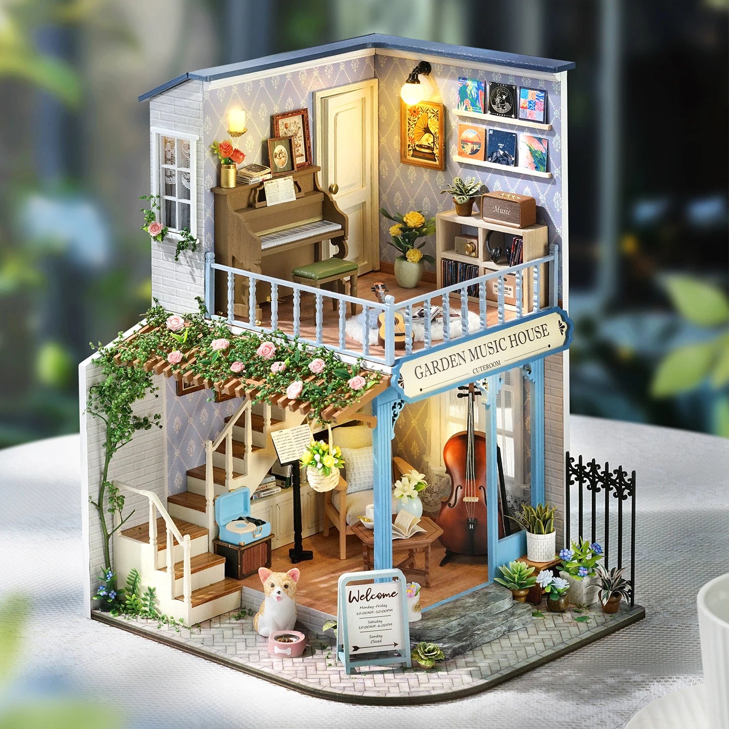 New DIY Miniature House Kit - Encounter with Time,Melody of Happiness' Retro Sweet Style Coffee-Themed Creative Gift
