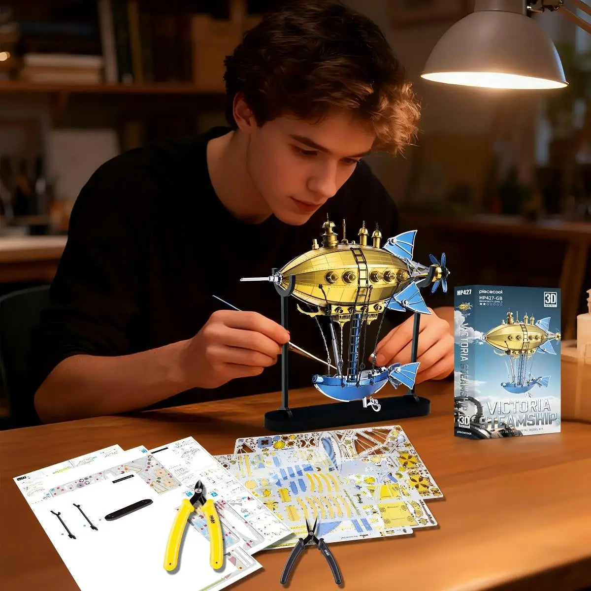 Piececool 3D Metal Model Kits for Adult Victoria Steamship 3D Metal Puzzles Assembly DIY Kit Jigsaw Toy for Adult Gifts