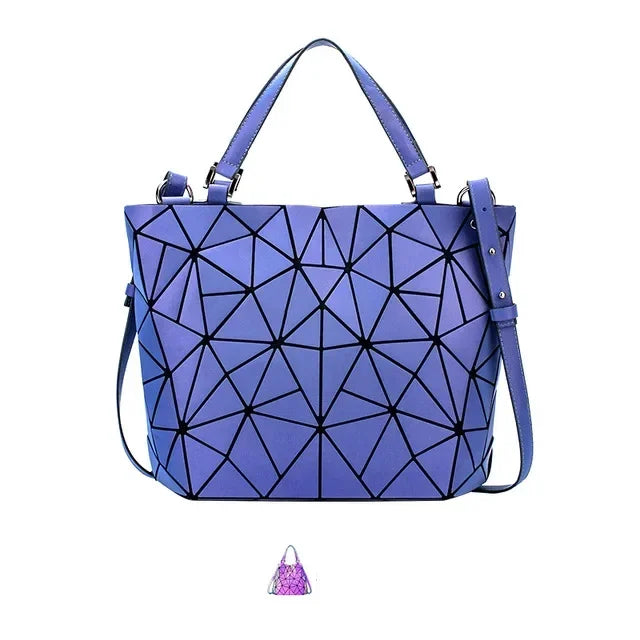 Luminous  big bag Holographic reflective geometric bags for women 2024 Quilted Shoulder Bags female Handbags bolsa feminina