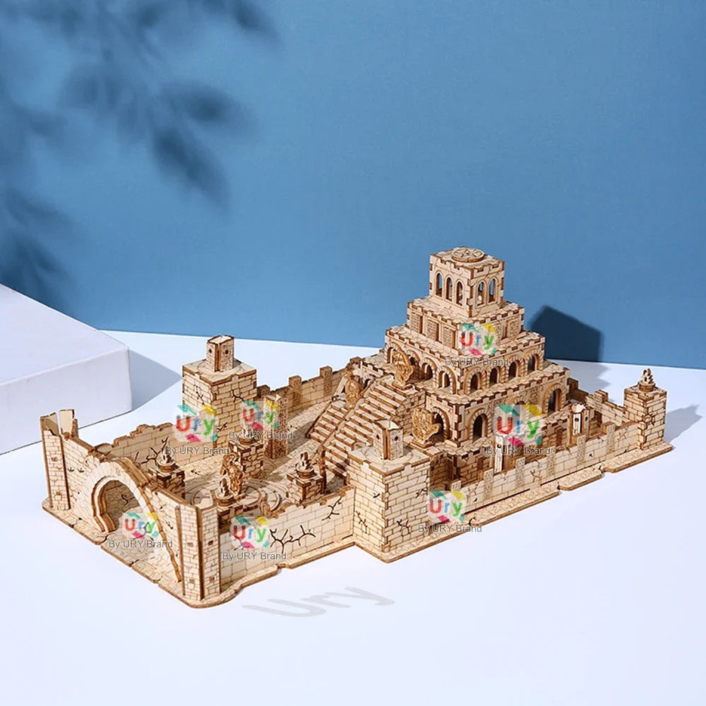 3D Wooden Puzzle WW2 War City Postwar Handmade Mechanical Assembly House Model DIY Kits Toys Desk Decoration Gifts For Kids