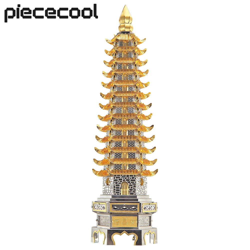 Piececool 3D Metal Puzzles WENCHANG Tower Building Kits for Adult DIY Model Kits Brain Teaser Toys Best Birthday Gift