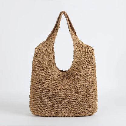 2023 Fashion Rattan Women Shoulder Bags Wikcer Woven Female Handbags Large Capacity Summer Beach Straw Bags Casual Tote Purses