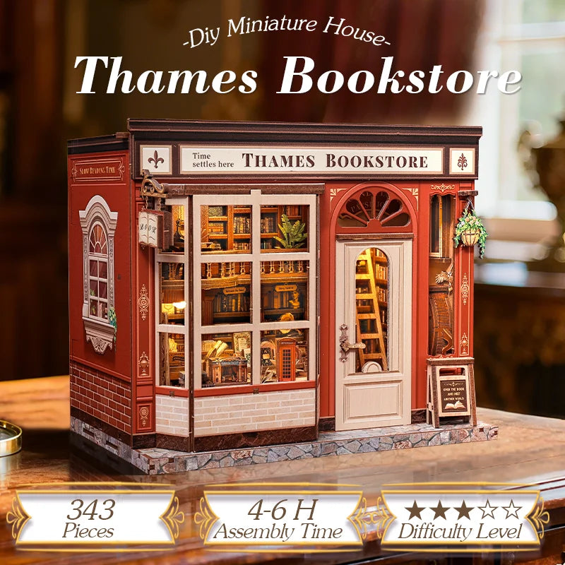 CUTEBEE Wooden Miniature House DIY Book Nook Kit 3D Magic Dollhouse Bookshelf Insert for Home Desk Decorative Display Gift Ideas