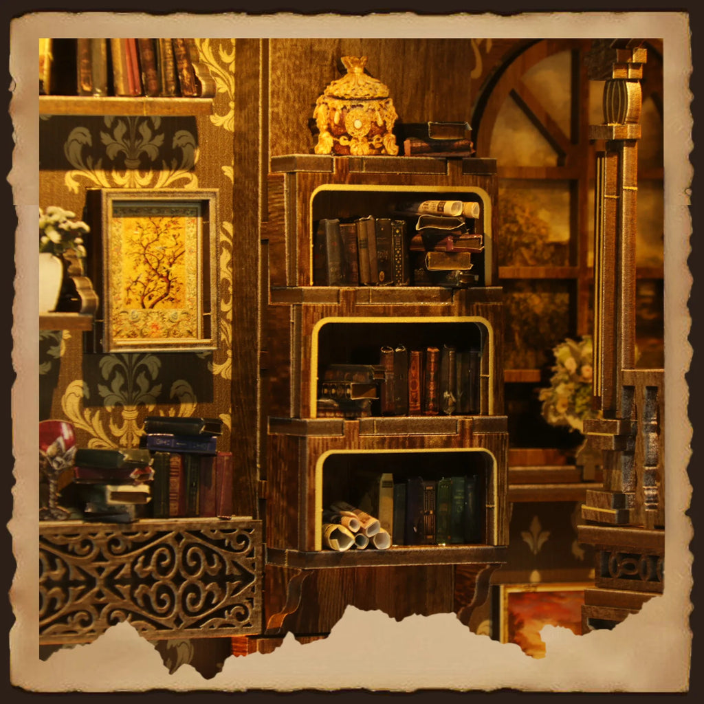 Vintage Book Collection Room Wooden Book Nook DIY Kit - 3D Puzzle House Model, Christmas & Black Friday Craft Gift