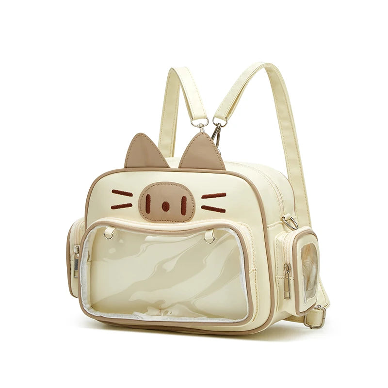 Fashion College Style Female Small Ita Bag Cat Backpacks for Women Leather Casual Lolita Jk Harajuku Shoulder Bag