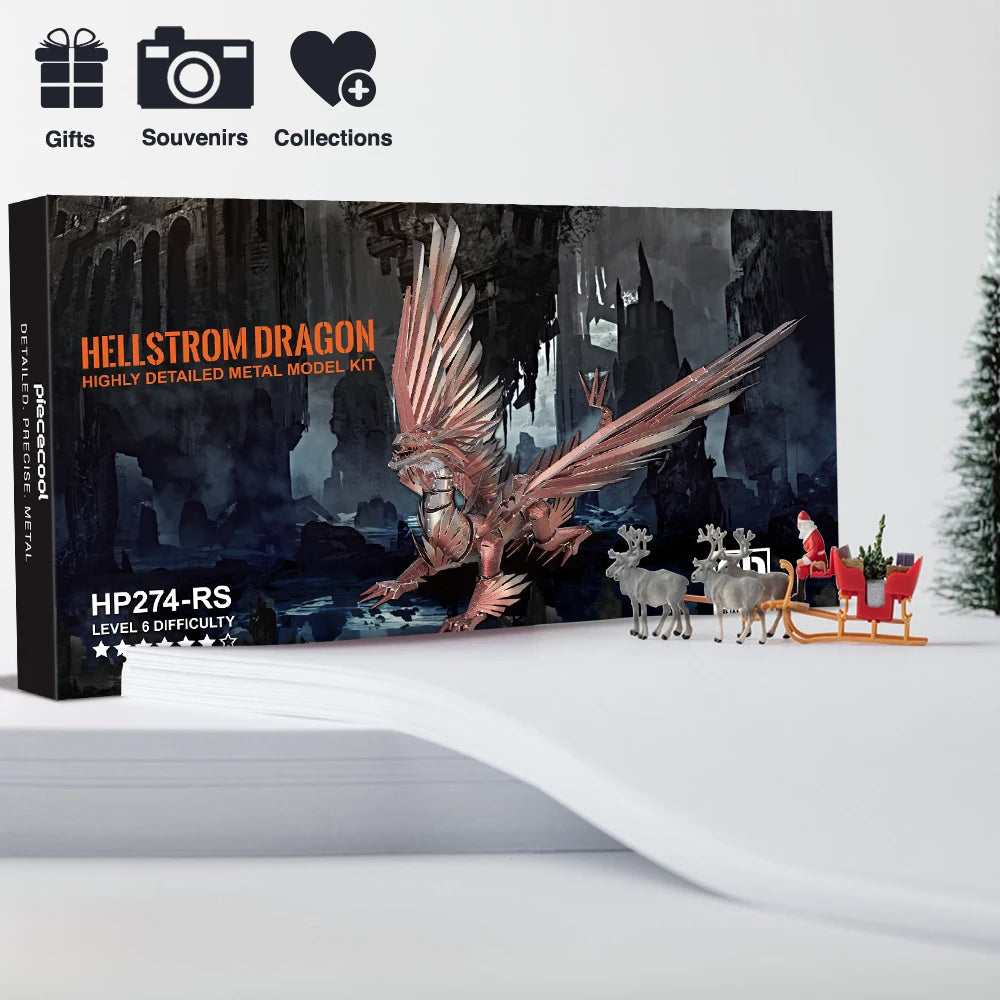 Piececool 3D Metal Puzzles Hellstrom Dragon Jigsaw Model Building Kits for Adult DIY Set Creative Toys for Brain Teaser