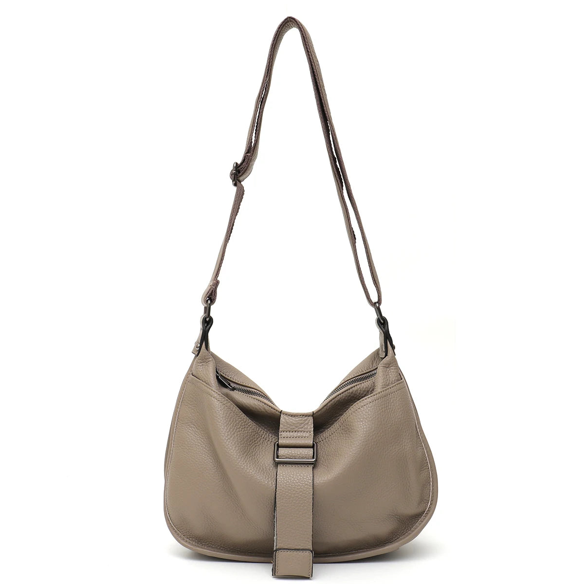 Women Design Style Genuine Leather Shoulder Bag Multi Pockets Casual Daily Slouchy Preppy Chic Handbag Messenger Satchel Purse