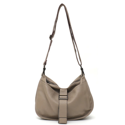 Women Design Style Genuine Leather Shoulder Bag Multi Pockets Casual Daily Slouchy Preppy Chic Handbag Messenger Satchel Purse