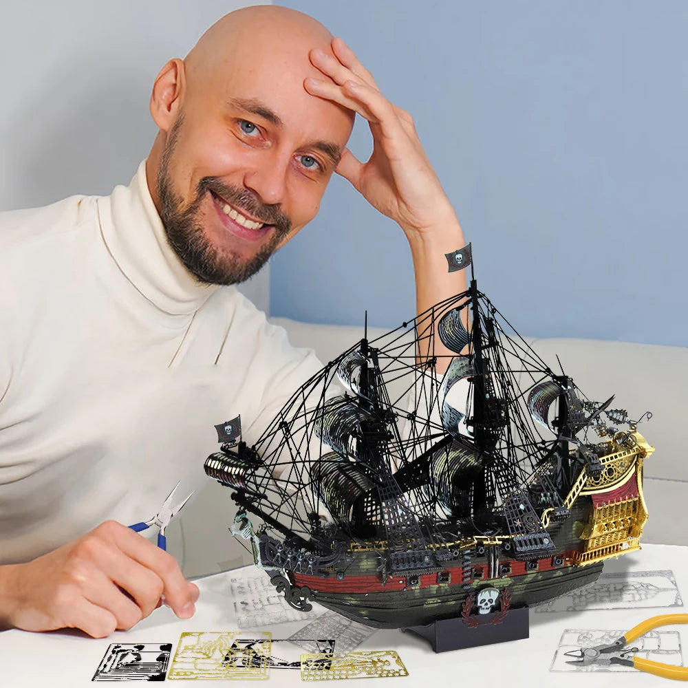 Piececool Model Building Kits The Queen Anne's Revenge 3D Metal Puzzle Birthday Gifts for Adult DIY Toys Jigsaw for Collection