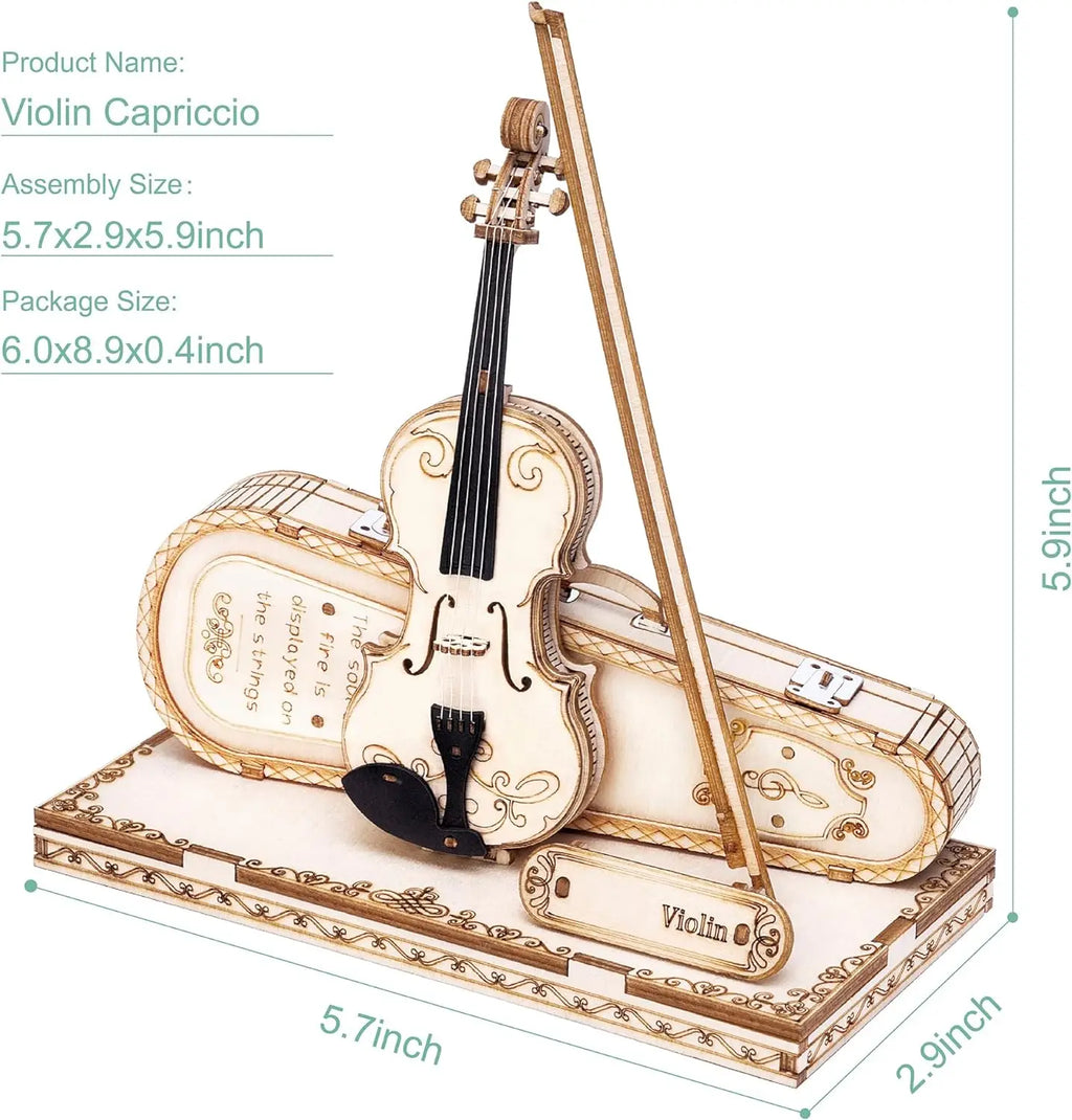 Robotime ROKR 3D Wooden Puzzle Violin Capriccio Model  DIY Gifts for Boys&Girls Easy Assembly Kits MusicalBuilding Blocks TG604K