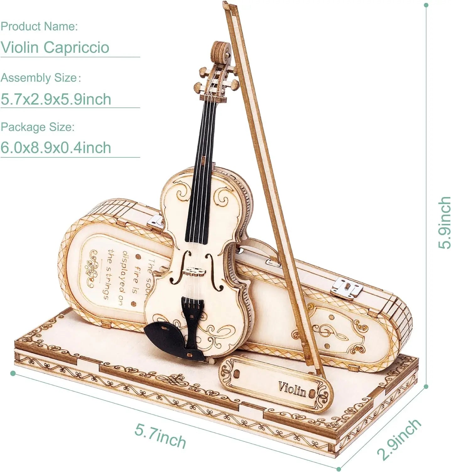 Robotime ROKR 3D Wooden Puzzle Violin Capriccio Model  DIY Gifts for Boys&Girls Easy Assembly Kits MusicalBuilding Blocks TG604K