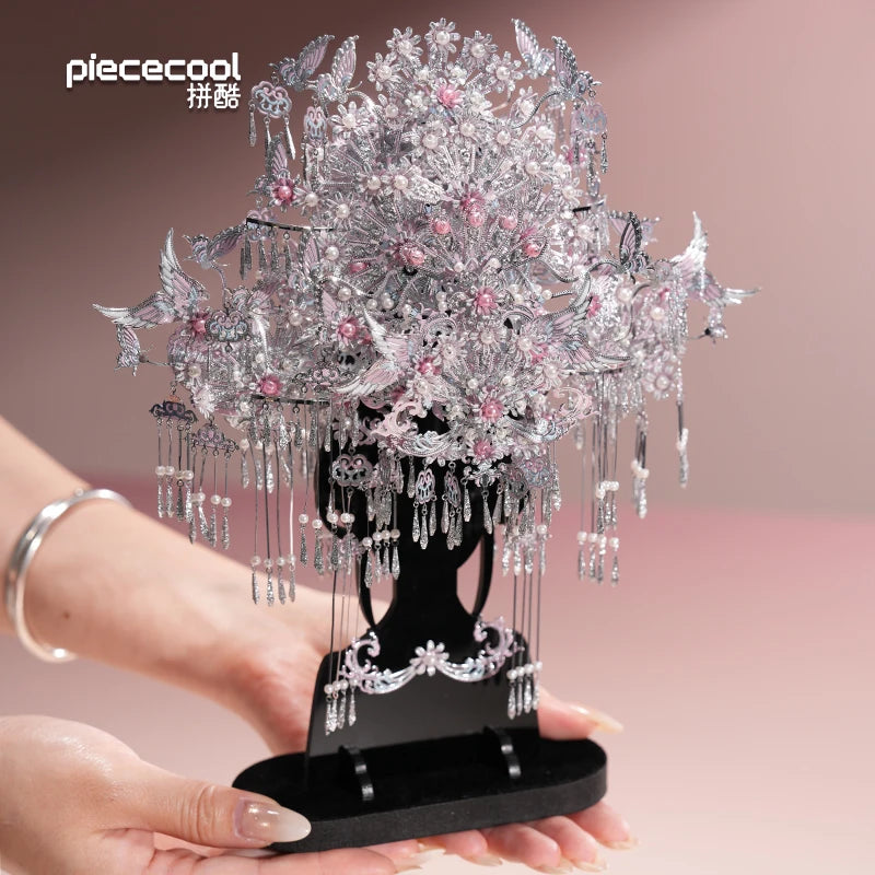 Piececool 3D Puzzles for Adult Yinyue Butterfly Tiara Metal Model Kits Assembly DIY Crafts Jigsaw Set for Brain Teaser