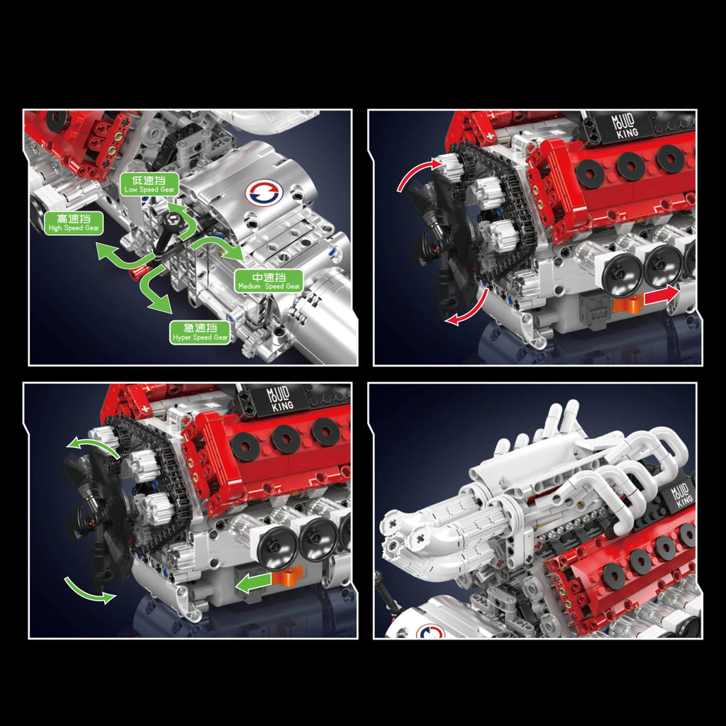 MOULDKING Engine Model Building Blocks Set MOC Machine Small Particle Part Technocal Bricks Creative Educational Toy Gifts 10234