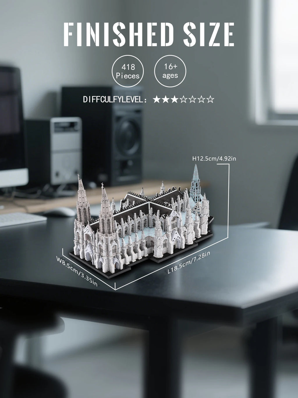 Piececool 3D Metal Model Building Kits St. Patrick's Cathedral 3D Metal Puzzles Jigsaw DIY Crafts for Adult Brain Teaser Gifts