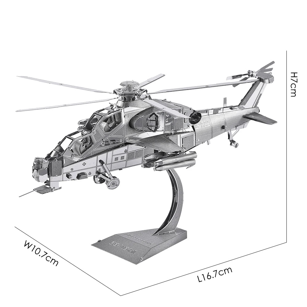Piececool 3D Metal Puzzles WUZHI-10 Helicopter Model Kits DIY Jigsaw for Teen Brain Teaser Toys for Adult