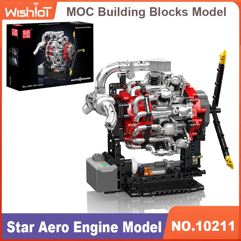 MOULD KING Engine Model Professional Building Blocks Sets V12 V8 W12 Turbojet Radial 739-1214PCS Technical Parts MOC DIY Toy