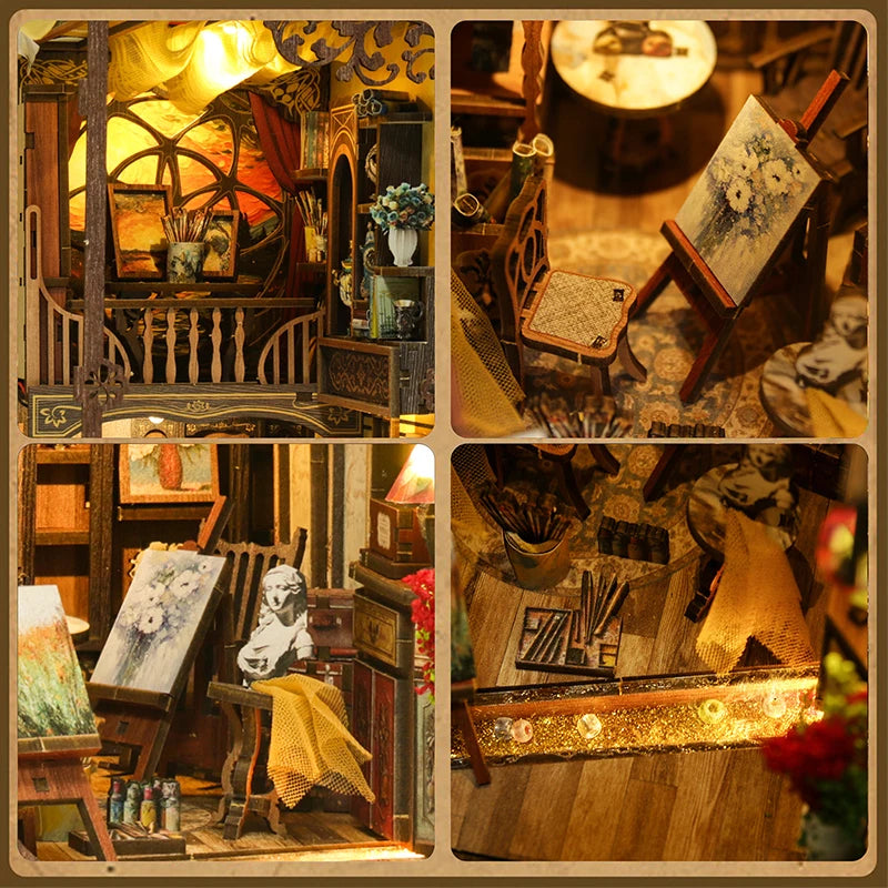 3D Wooden Diorama Book Nook - 'World in a Frame' DIY Puzzle Kit, Miniature House Model for Home Decor and Creative Gift