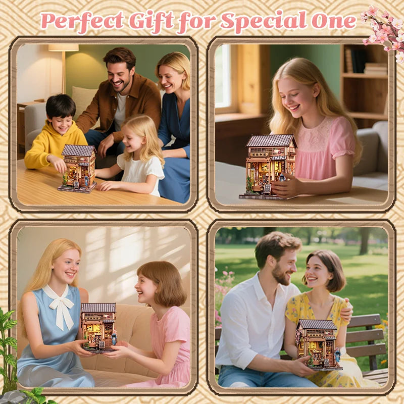 CUTEBEE DIY Miniature House Wooden Booknook Kits 3D Puzzle for Adults Bookshelf Insert Room Decor for Teens Creative Gift