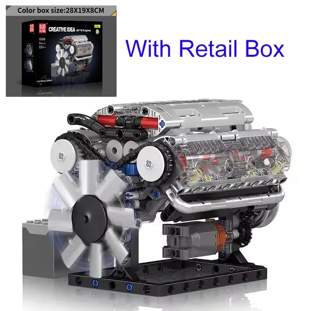 MOULD KING 10088 V8 Engine Building Block Model 535pcs DIY Mechanical Assembly Kit for Adults Educational Gift & Ornament
