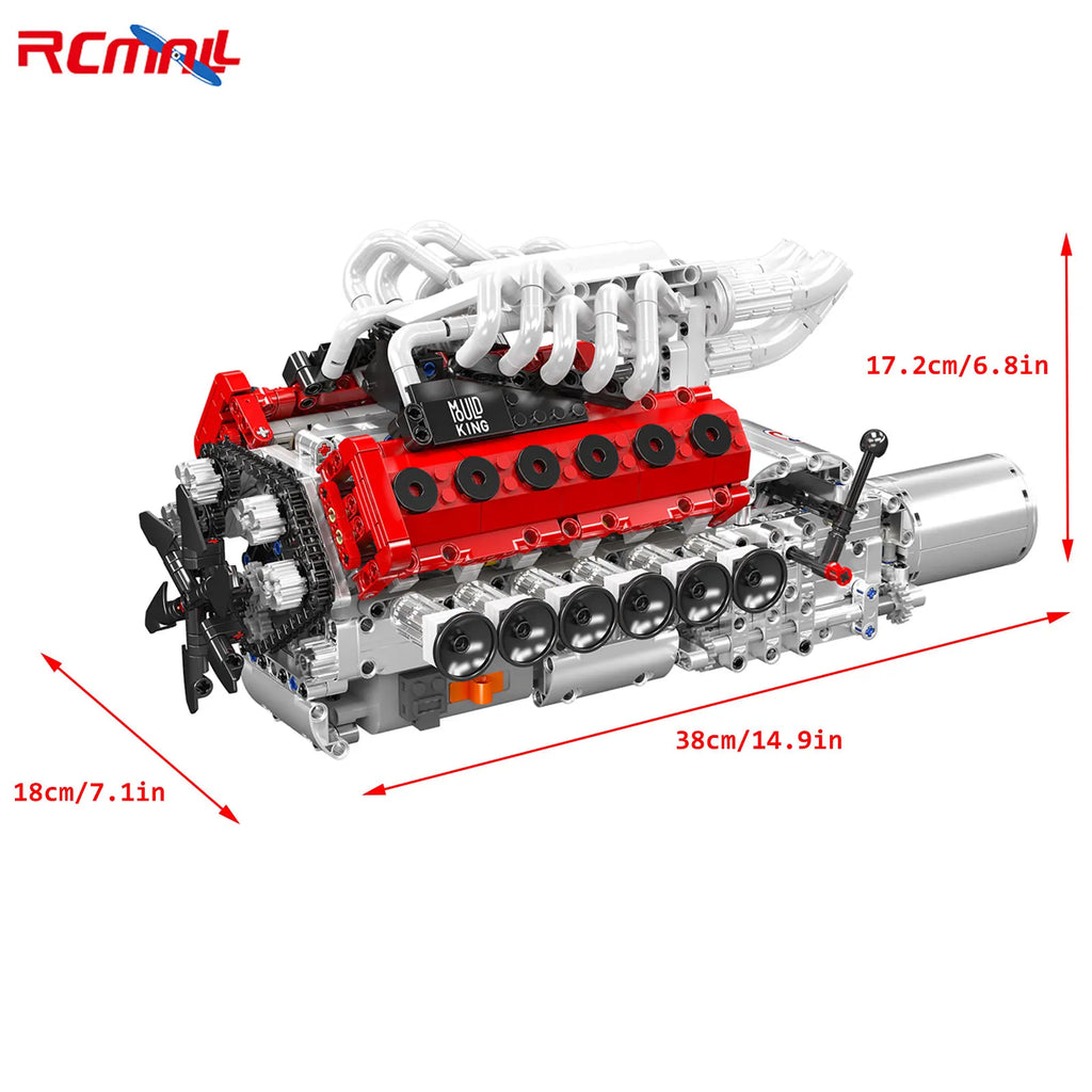 Mould King 10210 V12 Engine Model Kit DIY Mechanical Building Set STEM Educational Toy Mini Car Engine Replica