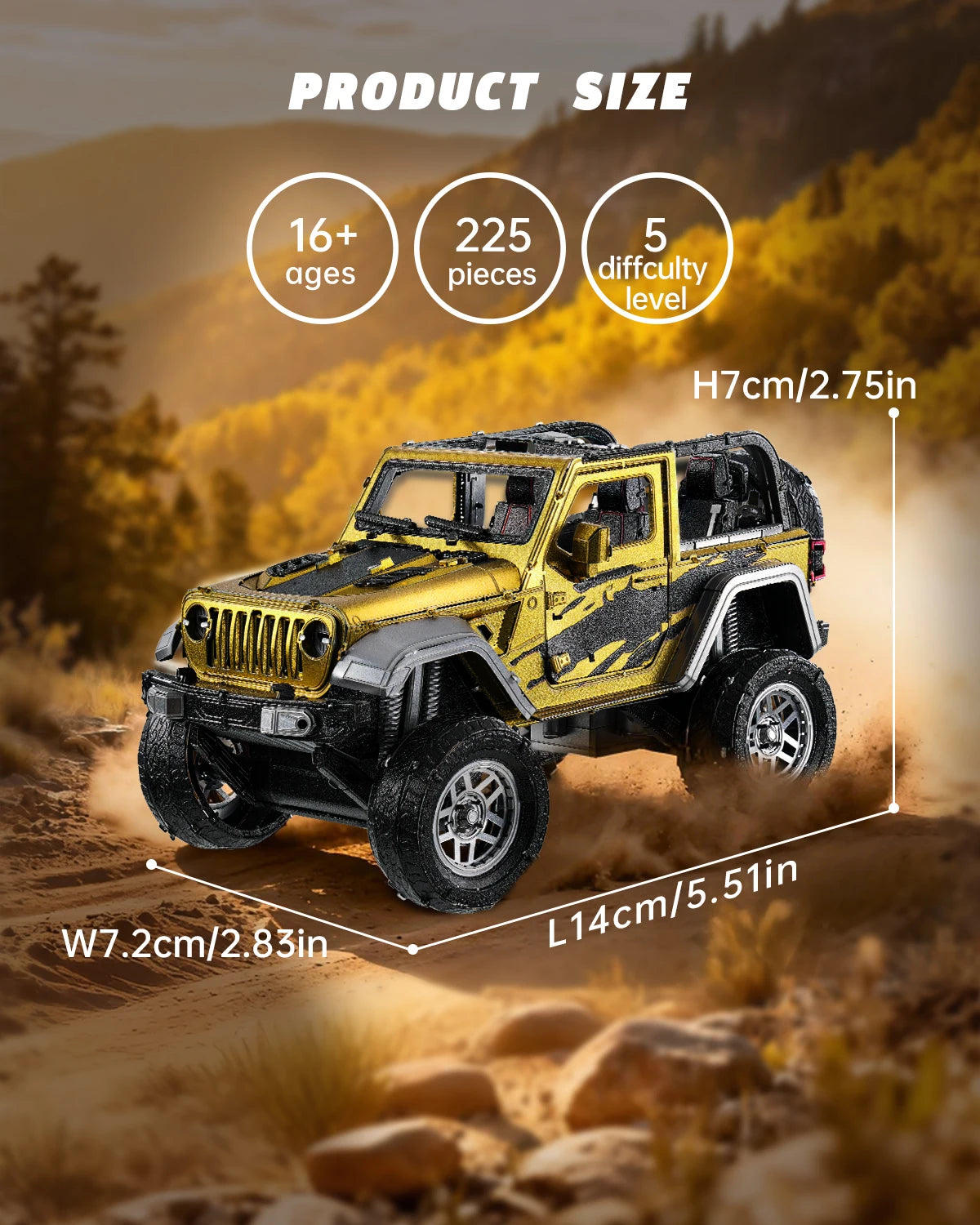 Piececool 3D Metal Model Kits Off-road Vehicle 3D Metal Puzzles for Adult DIY Model Kits Crafts for Adult New Year Gifts