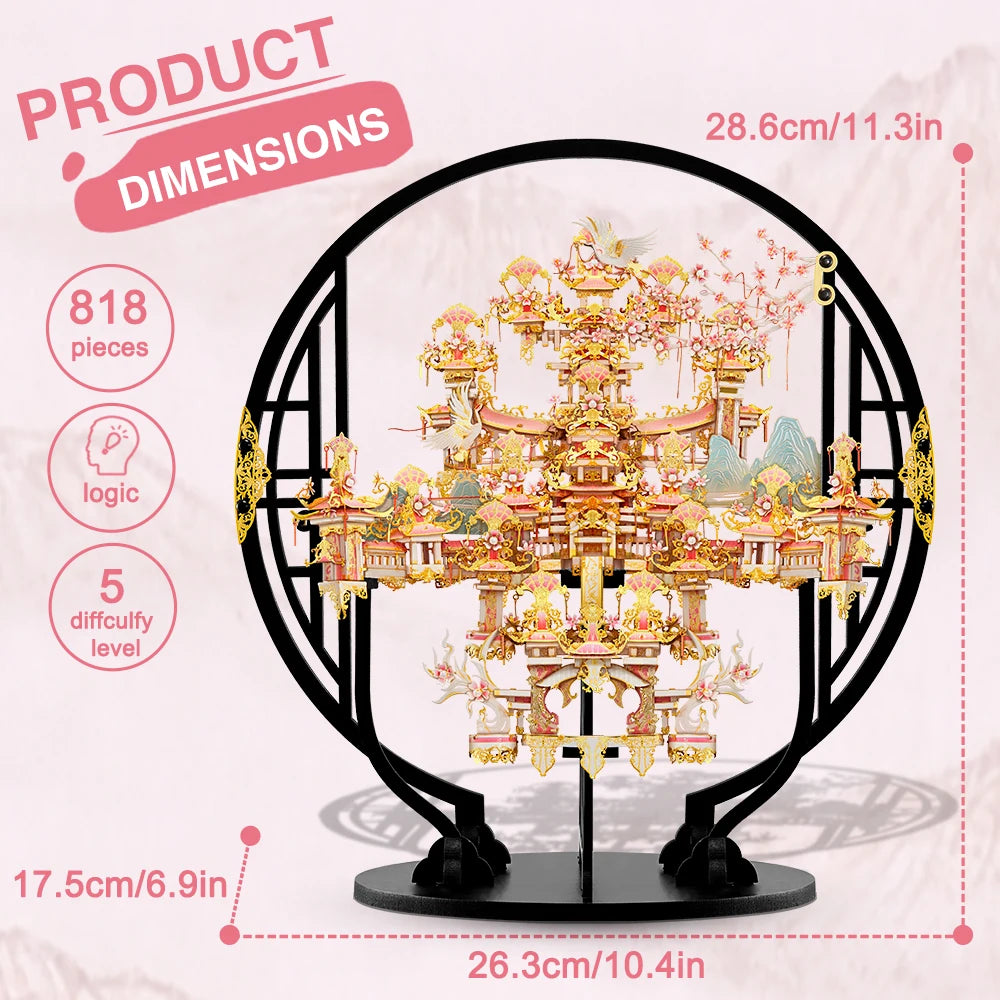 Piececool 3D Metal Puzzles Peachblossom Eifand Model Building Kits Jigsaw DIY Set for Teens Brain Teaser Toys