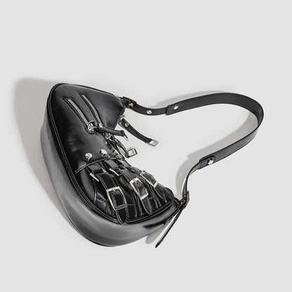 Korean Style High-end Feely2k Spicy Girl Underarm Bag 2024 New Street Trendy Cool Motorcycle Bag Fashionable Versatile Shoulder