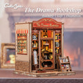 CUTEBEE Book Nook Kit DIY Doll House with LED Light Bookshelf Insert The Drama Bookshop Model Collection For Birthday Child Gift