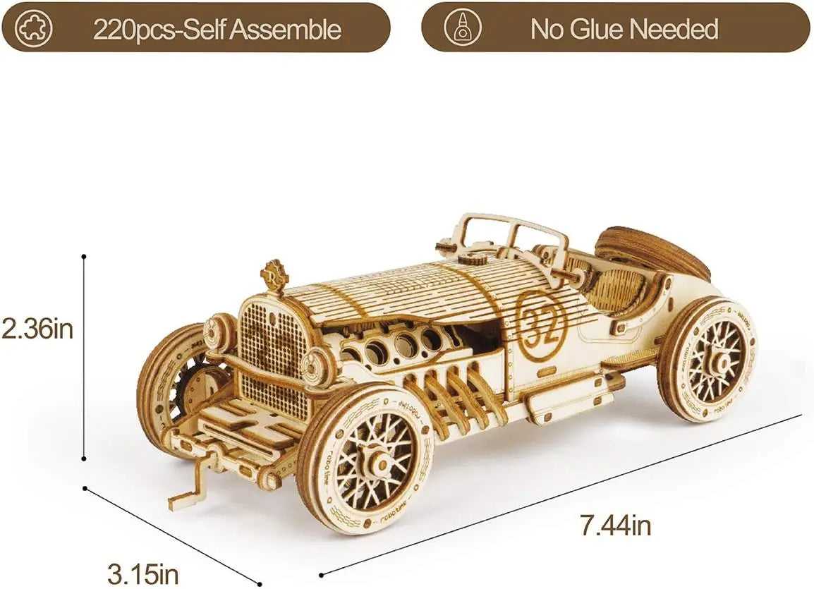 Robotime Rokr 3D Puzzle Car Wooden Model kit Vintage Car 1:18 Army Field Car 1:40 Heavy Truck 1:16 Grand Prix Car Gift for Kids