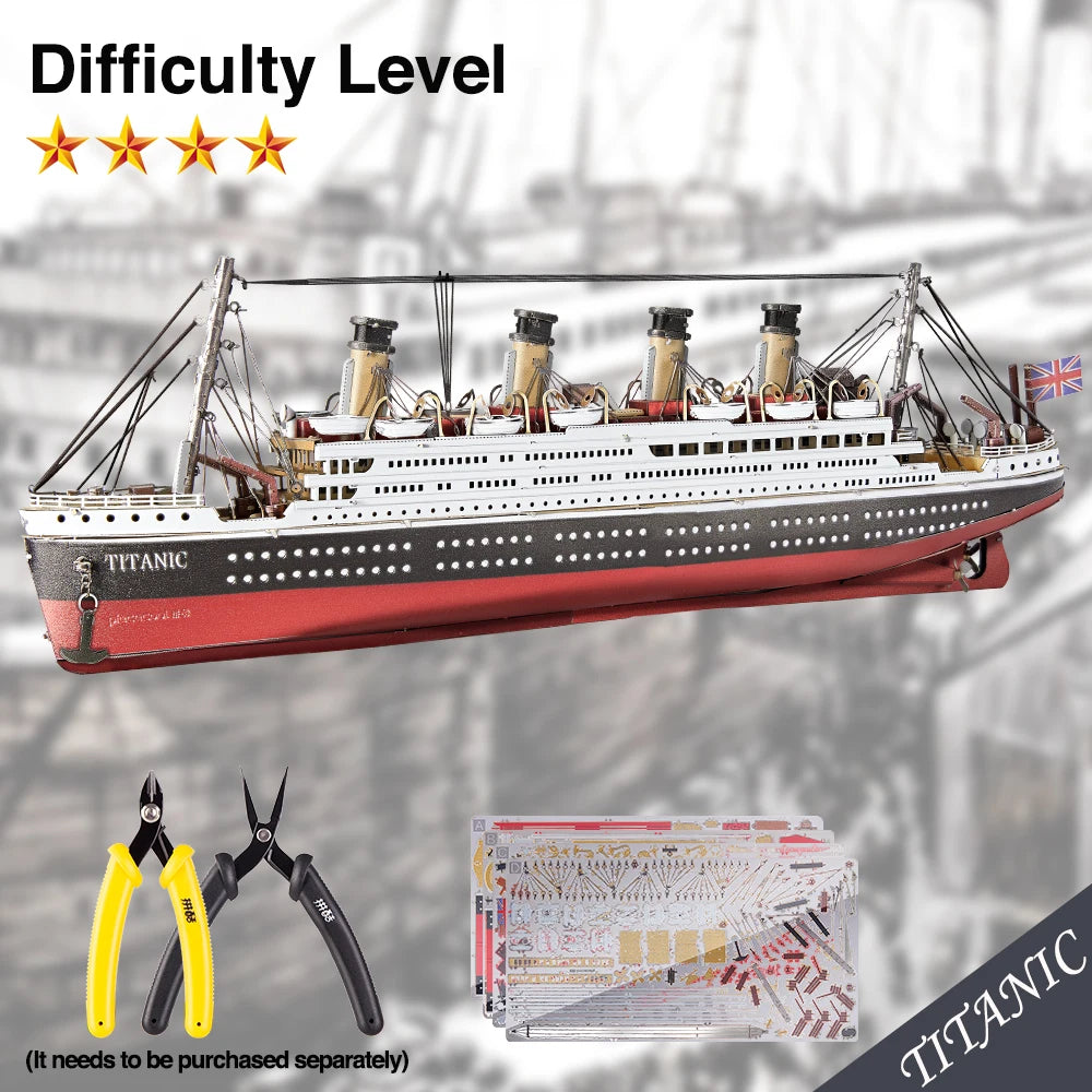 Piececool 3d Metal Puzzles Gifts for Adults Titanic Ship Model 226pcs Cruise Jigsaw Toys Building Kits Home Decoration