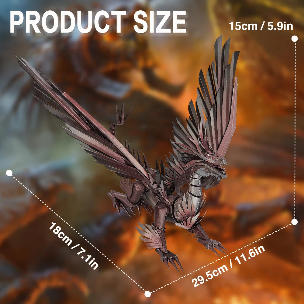 Piececool 3D Metal Puzzles Hellstrom Dragon Jigsaw Model Building Kits for Adult DIY Set Creative Toys for Brain Teaser