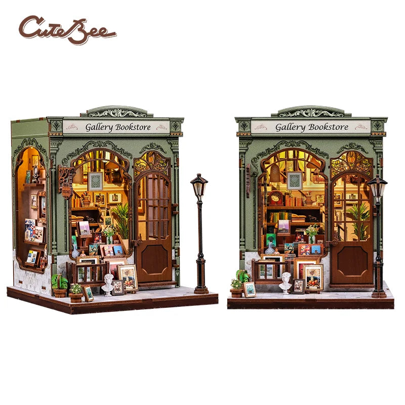 CUTEBEE Book Nook DIY Building Kit with Laser-Cut Precision Pieces 3D Wooden Puzzle  Collectible Desk Home Decor for Gift Idea